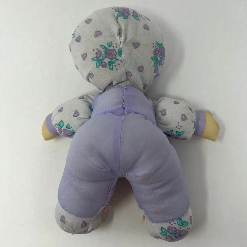 Loving Wonders Soft Luv Baby Doll 8 Inch Purple Floral Nylon Plush Vintage 90s